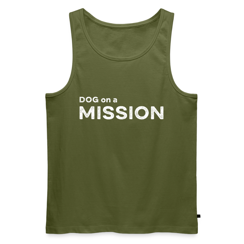 K9 PREMIUM Organic Tank-Top „DOG on a MISSION“ MEN edition - Khaki