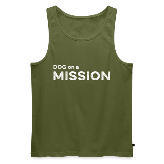 K9 PREMIUM Organic Tank-Top „DOG on a MISSION“ MEN edition - Khaki