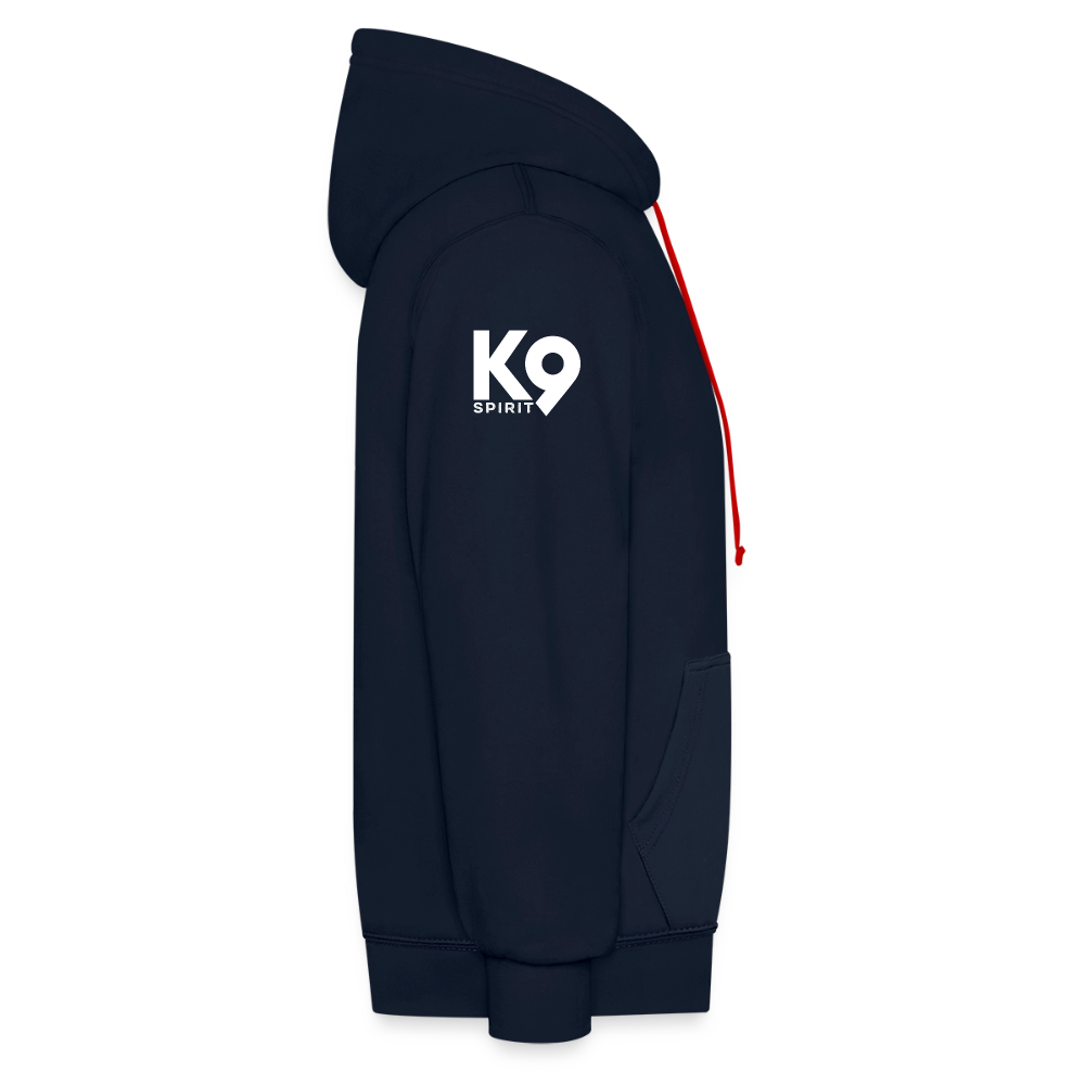 K9 Bicolor-Hoodie "DOG on a MISSION" - Navy/Rot
