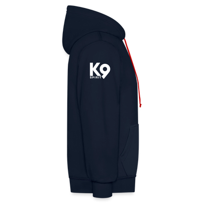 K9 Bicolor-Hoodie "DOG on a MISSION" - Navy/Rot