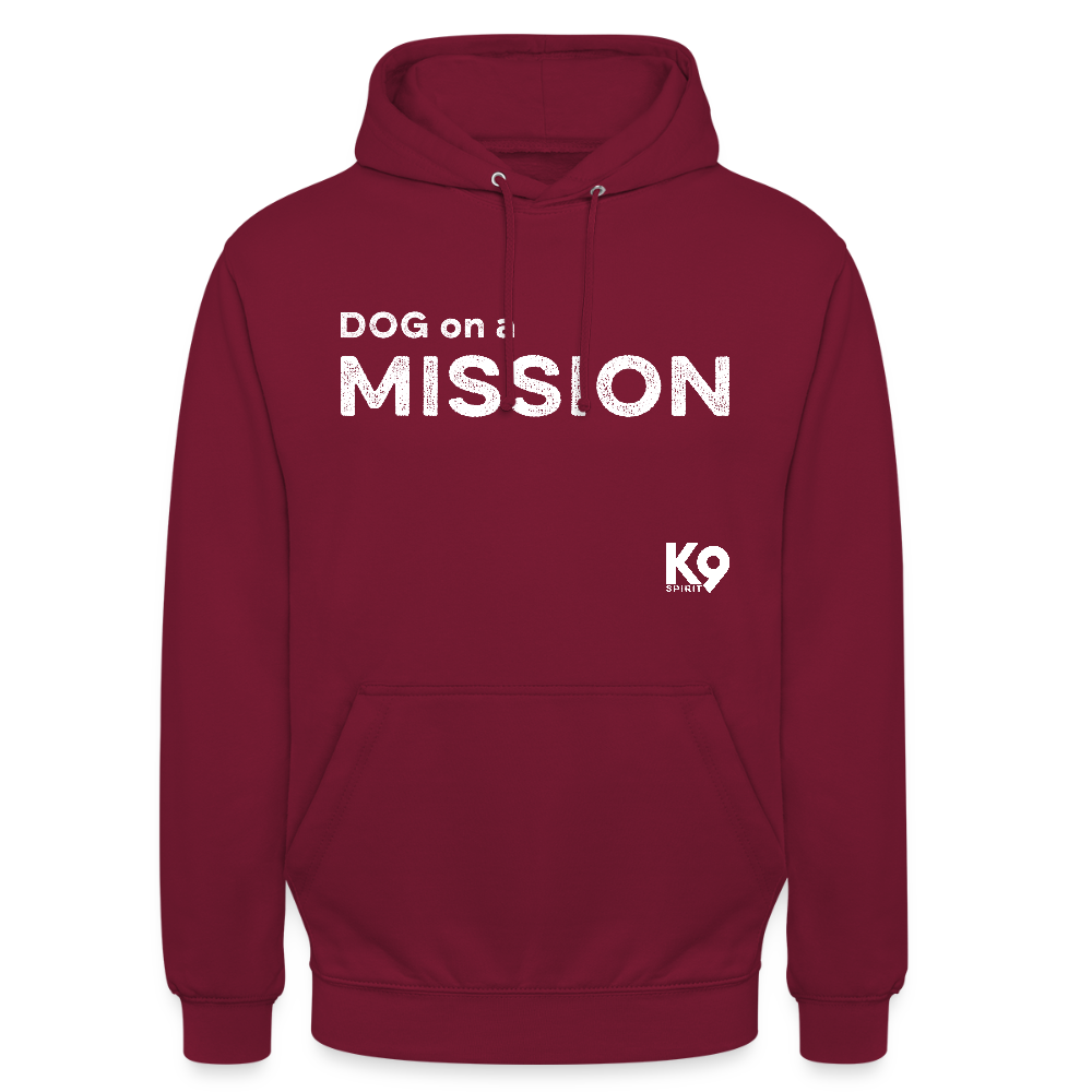 K9 Casual-Hoodie "DOG on a MISSION" - Bordeaux