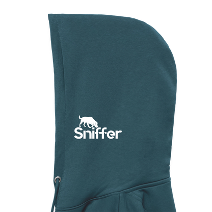 Sniffer ORGANIC  Premium-Hoodie „BORN to track“  UNISEX edition - Dunkles Petrol