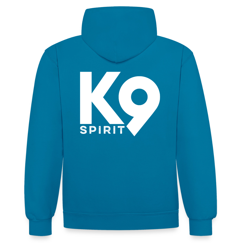 K9 Bicolor-Hoodie "on a MISSION TOGETHER" - Pfauenblau/Grau meliert