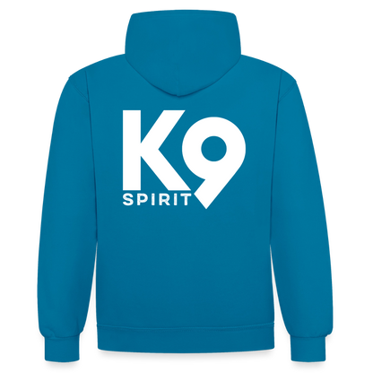 K9 Bicolor-Hoodie "on a MISSION TOGETHER" - Pfauenblau/Grau meliert