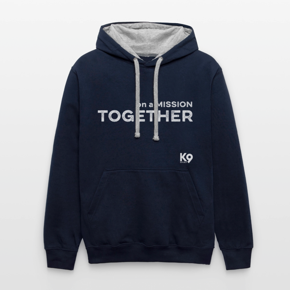 K9 Bicolor-Hoodie "on a MISSION TOGETHER" - Navy/Grau meliert
