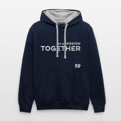 K9 Bicolor-Hoodie "on a MISSION TOGETHER" - Navy/Grau meliert