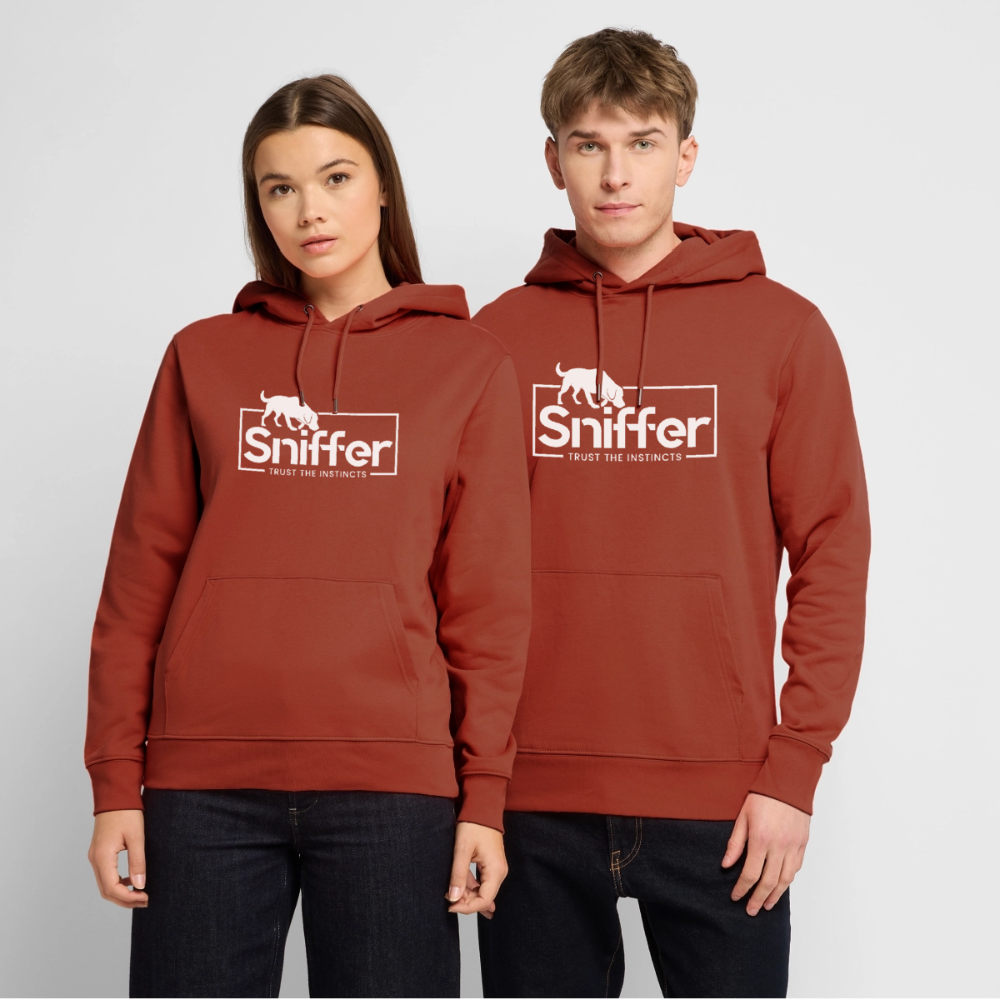Sniffer ORGANIC  Premium-Hoodie „BORN to track“  UNISEX edition - Terrakotta
