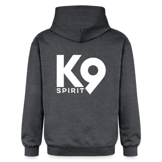 K9 Cozy-Hoodie "on a MISSION TOGETHER" - Dunkelgrau meliert
