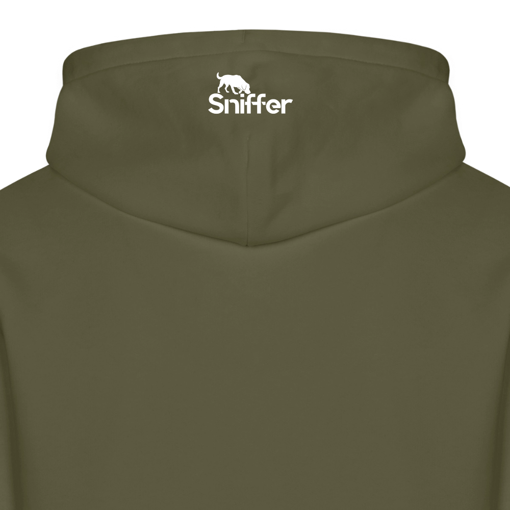 Sniffer ORGANIC  Premium-Hoodie „BORN to track“  UNISEX edition - Khaki Grün