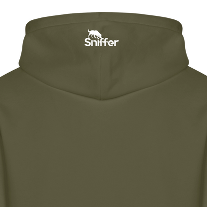 Sniffer ORGANIC  Premium-Hoodie „BORN to track“  UNISEX edition - Khaki Grün