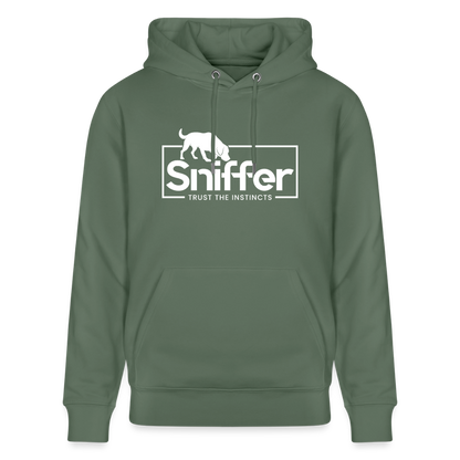 Sniffer ORGANIC  Premium-Hoodie „BORN to track“  UNISEX edition - Tanngrün