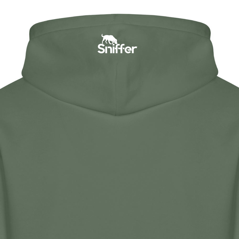 Sniffer ORGANIC  Premium-Hoodie „BORN to track“  UNISEX edition - Tanngrün