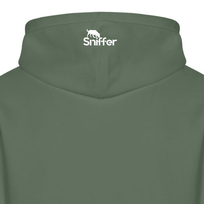 Sniffer ORGANIC  Premium-Hoodie „BORN to track“  UNISEX edition - Tanngrün