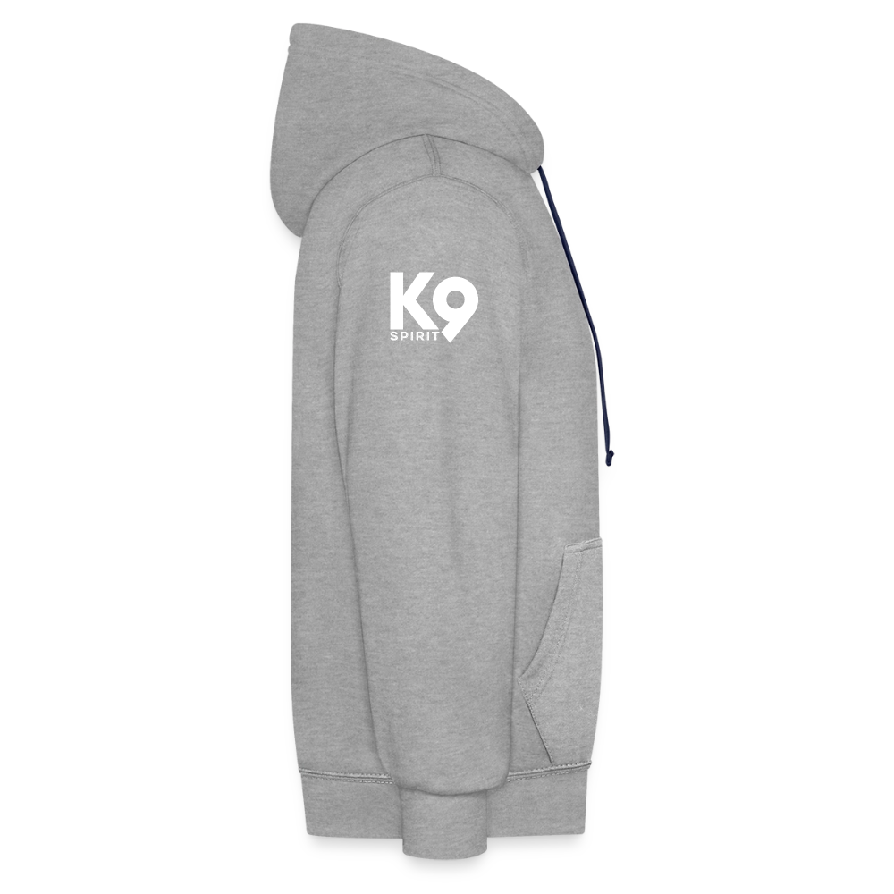 K9 Bicolor-Hoodie "DOG on a MISSION" - Grau meliert/Navy