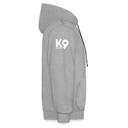 K9 Bicolor-Hoodie "DOG on a MISSION" - Grau meliert/Navy