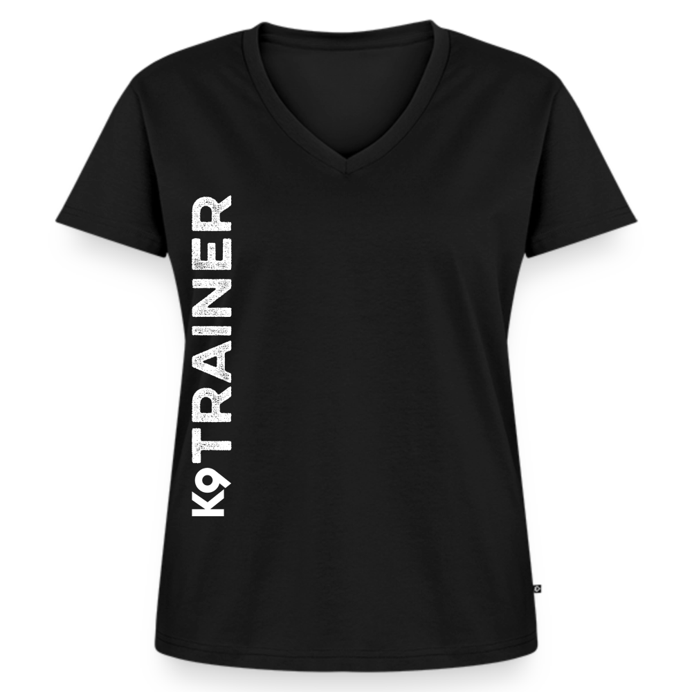 K9 TRAINER Organic-Shirt mit V-Ausschnitt WOMEN edition - Schwarz