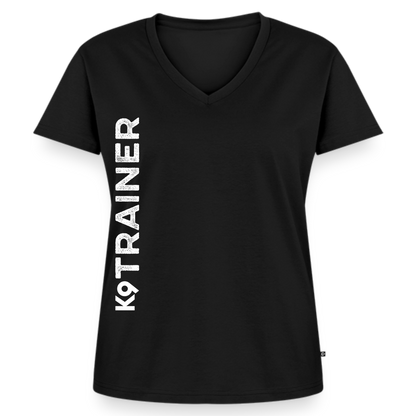 K9 TRAINER Organic-Shirt mit V-Ausschnitt WOMEN edition - Schwarz