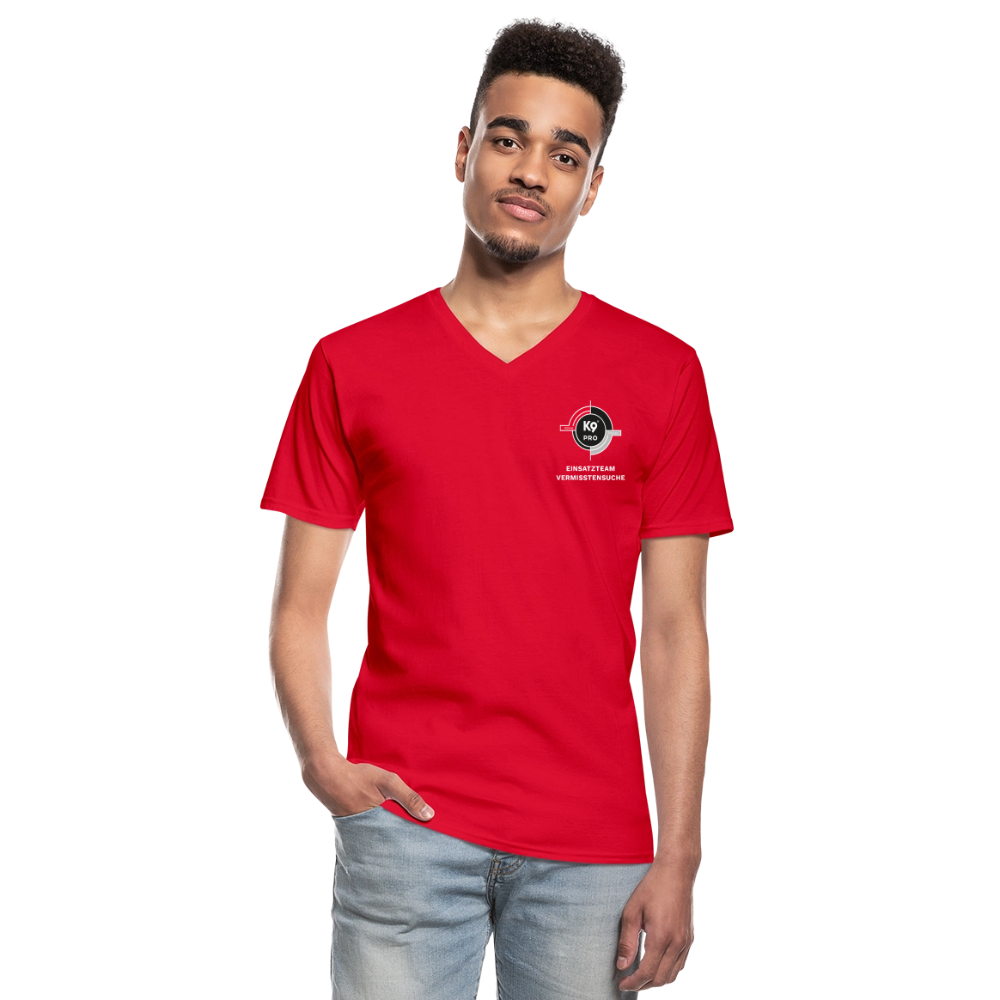 K9 PRO Premium-Shirt mit V-Ausschnitt "K9 PRO Vermisstensuche" MEN edition - Rot