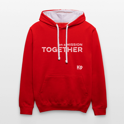 K9 Bicolor-Hoodie "on a MISSION TOGETHER" - Rot/Weiß