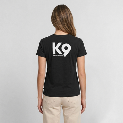 K9 TRAINER Organic-Shirt mit V-Ausschnitt WOMEN edition - Schwarz
