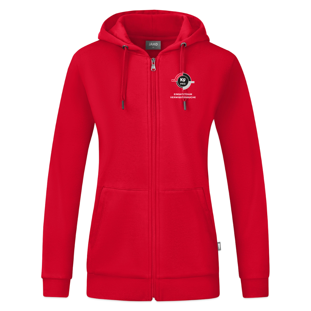 K9 PRO ORGANIC Hoodie-Jacket "K9 PRO Einsatzteam Vermisstensuche" WOMEN edition - Rot