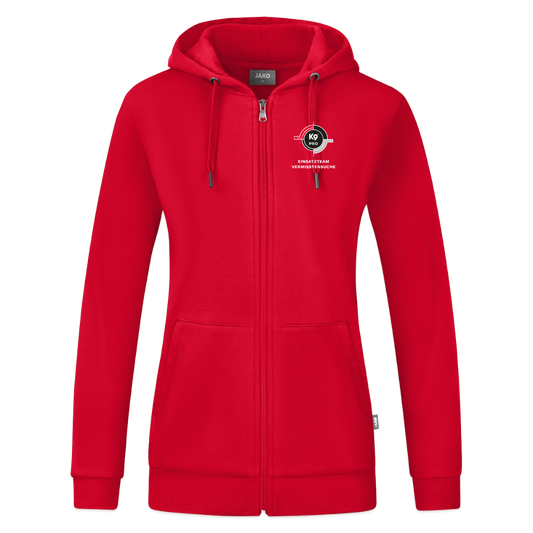 K9 PRO ORGANIC Hoodie-Jacket "K9 PRO Einsatzteam Vermisstensuche" WOMEN edition - Rot