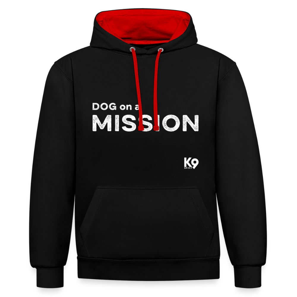 K9 Bicolor-Hoodie "DOG on a MISSION" - Schwarz/Rot
