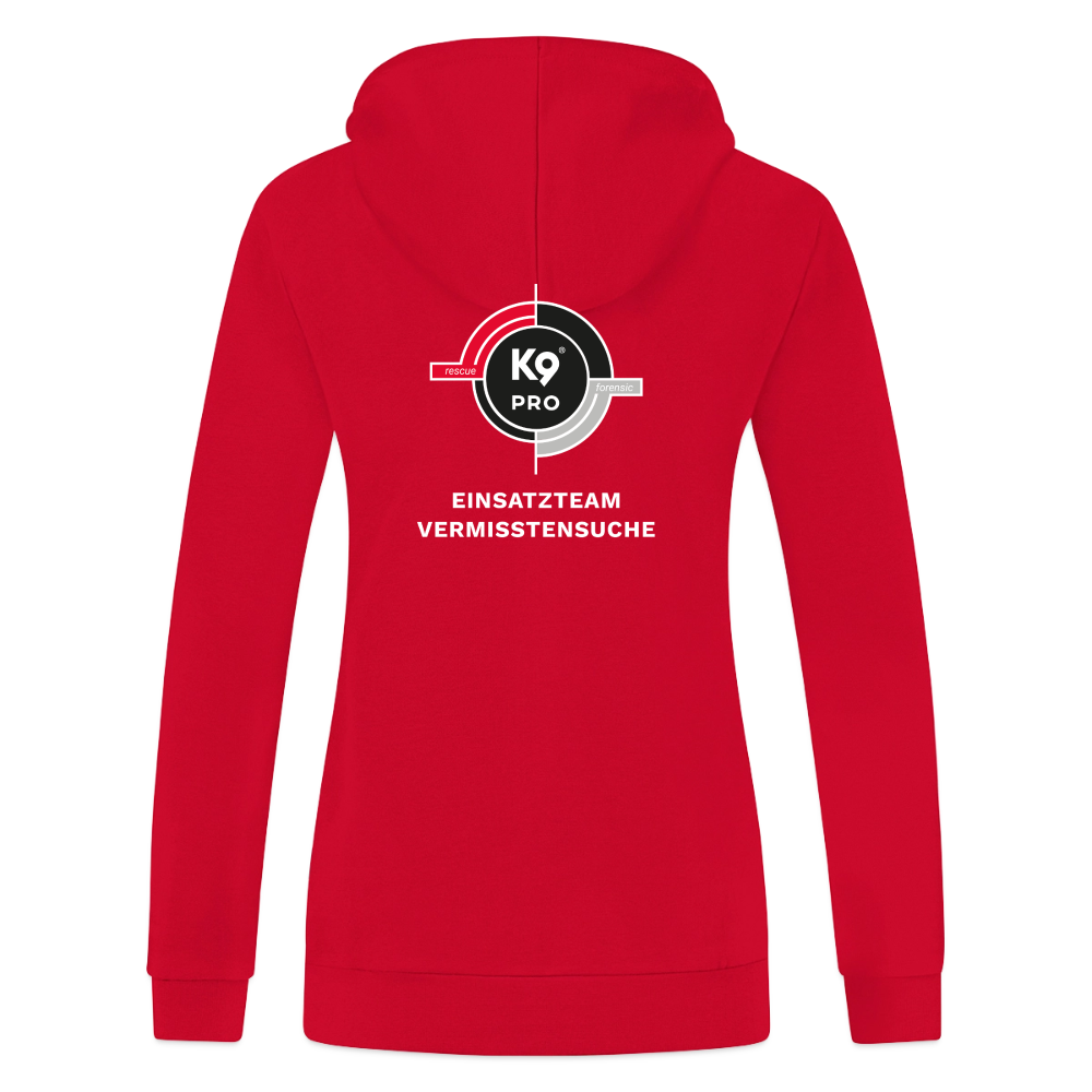 K9 PRO ORGANIC Hoodie-Jacket "K9 PRO Einsatzteam Vermisstensuche" WOMEN edition - Rot