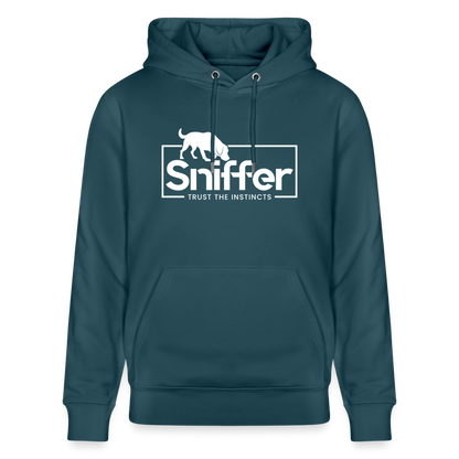 Sniffer ORGANIC  Premium-Hoodie „BORN to track“  UNISEX edition - Dunkles Petrol