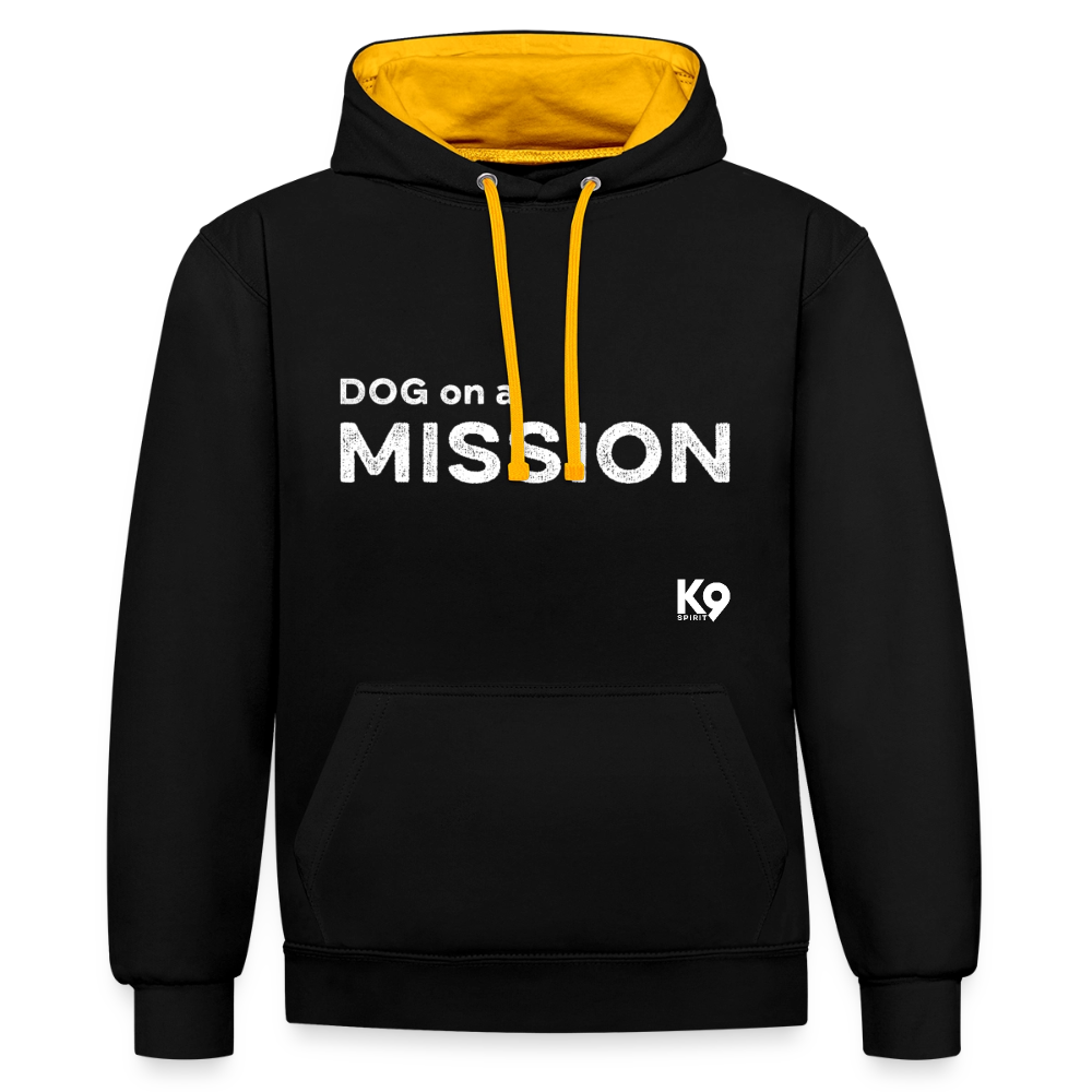 K9 Bicolor-Hoodie "DOG on a MISSION" - Schwarz/Gold