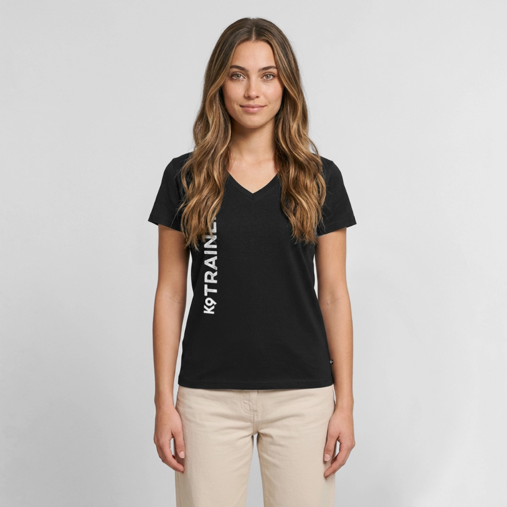 K9 TRAINER Organic-Shirt mit V-Ausschnitt WOMEN edition - Schwarz
