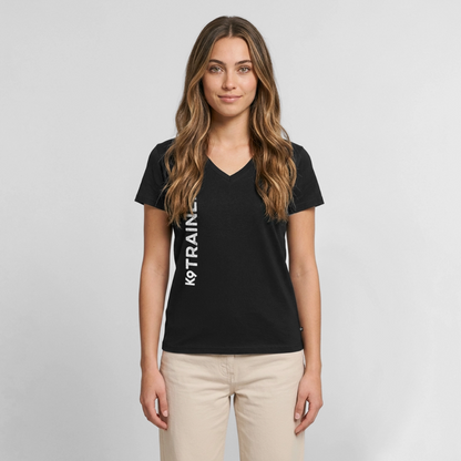 K9 TRAINER Organic-Shirt mit V-Ausschnitt WOMEN edition - Schwarz
