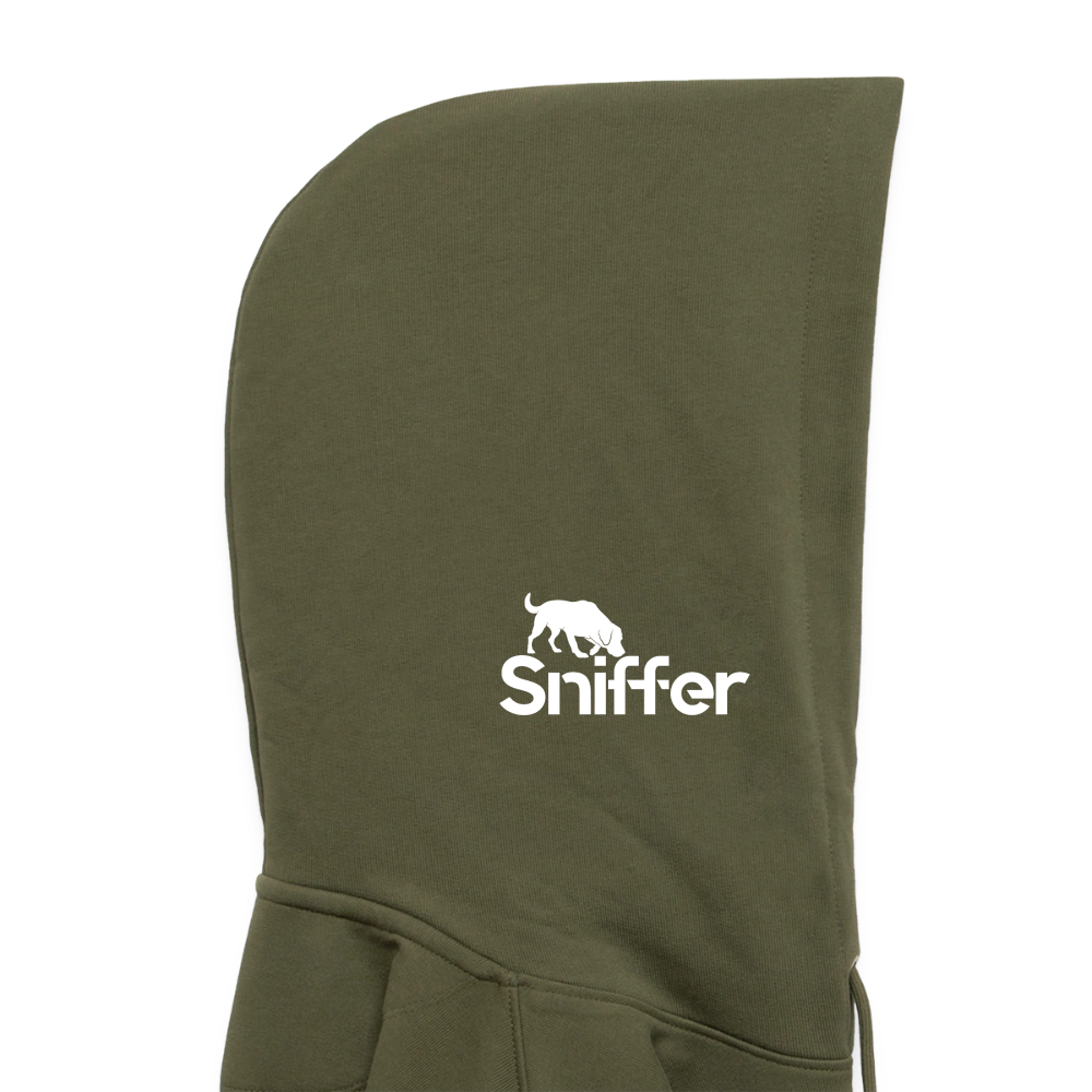 Sniffer ORGANIC  Premium-Hoodie „BORN to track“  UNISEX edition - Khaki Grün
