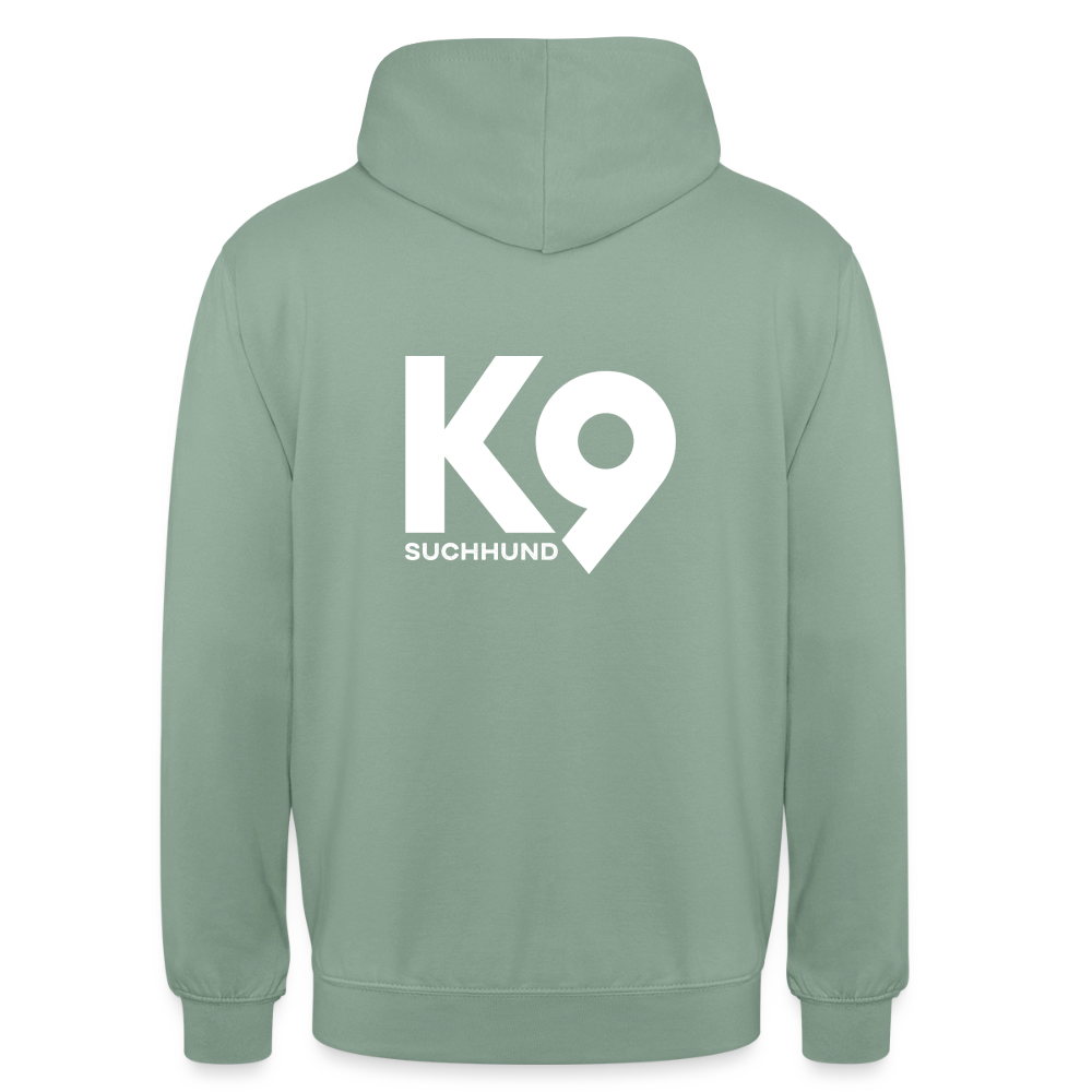 K9 Casual-Hoodie "Suchhund" - Graugrün