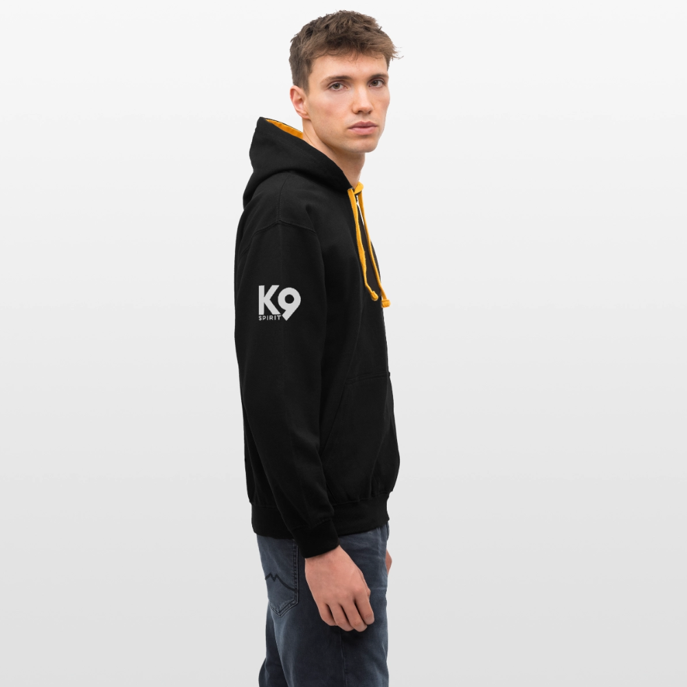 K9 Bicolor-Hoodie "DOG on a MISSION" - Schwarz/Gold