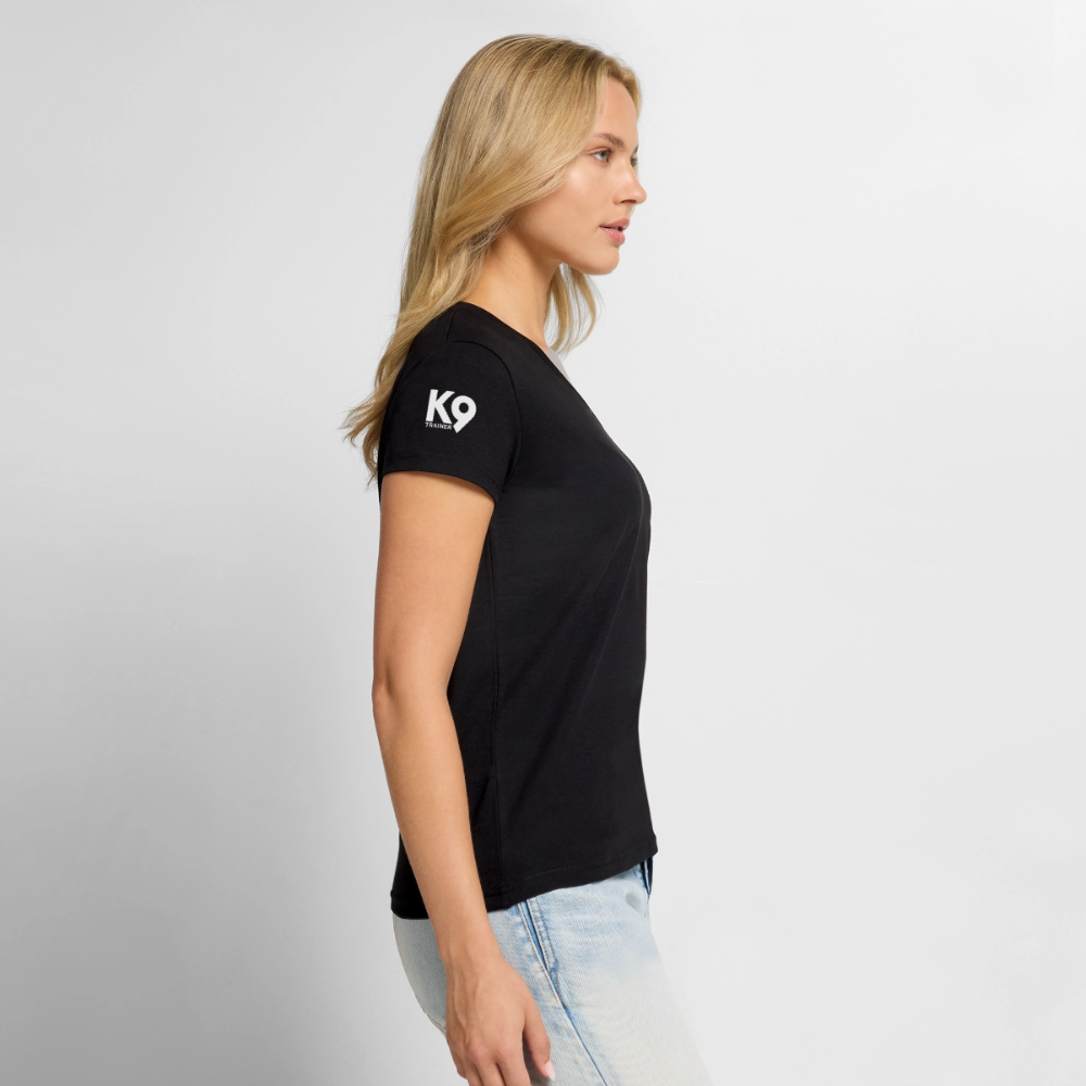 K9 TRAINER Organic-Shirt mit V-Ausschnitt WOMEN edition - Schwarz