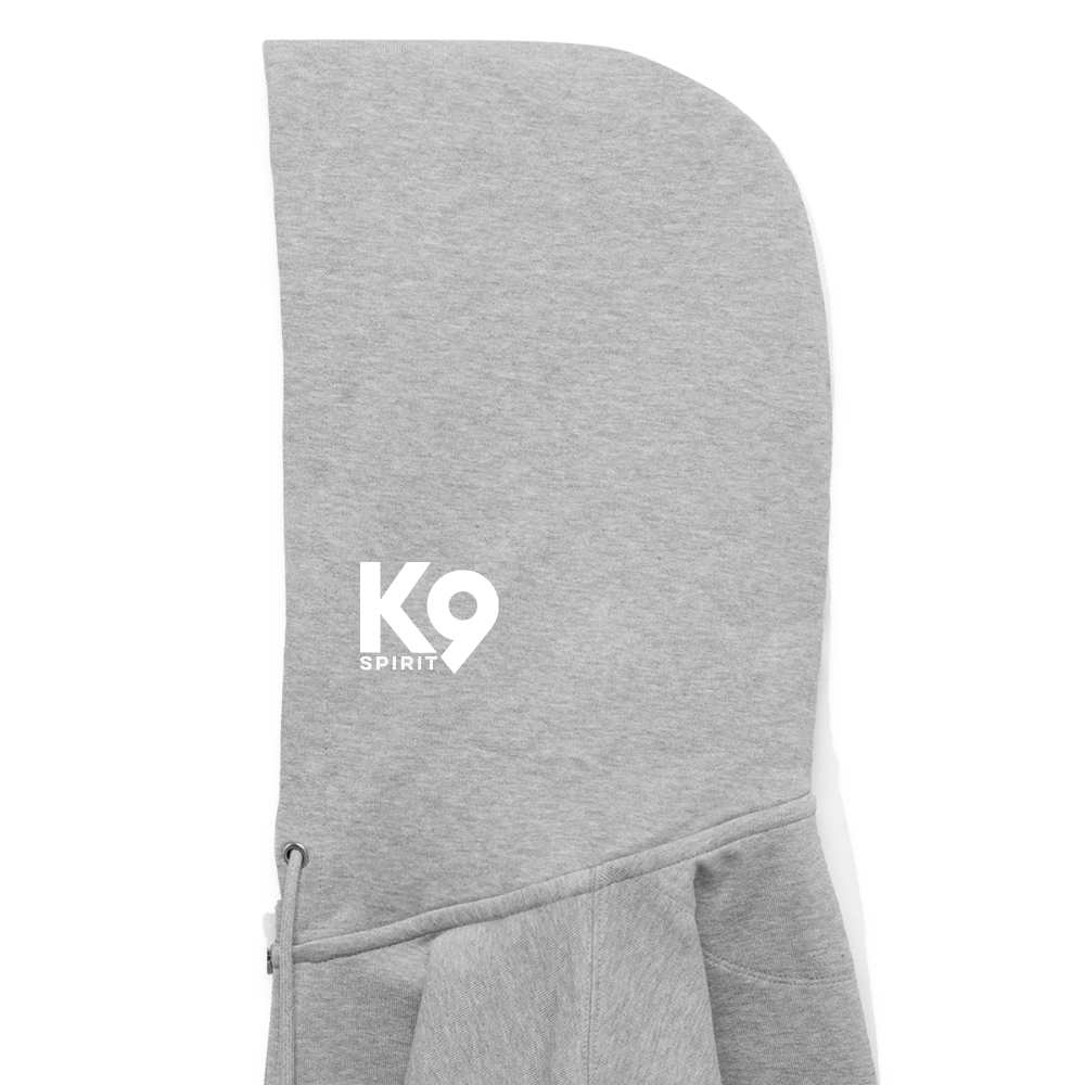 K9 Organic-Hoodyjacket "DOG on a MISSION" - Grau meliert