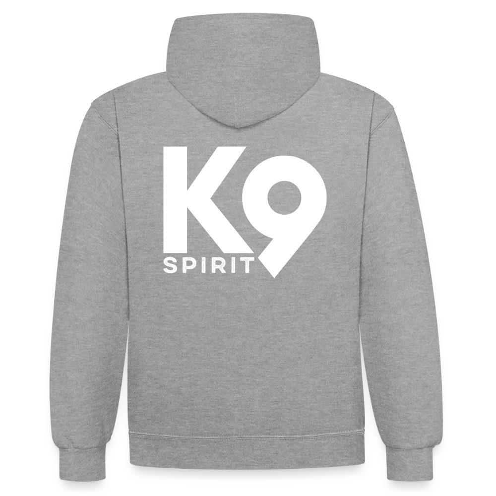 K9 Bicolor-Hoodie "on a MISSION TOGETHER" - Grau meliert/Navy