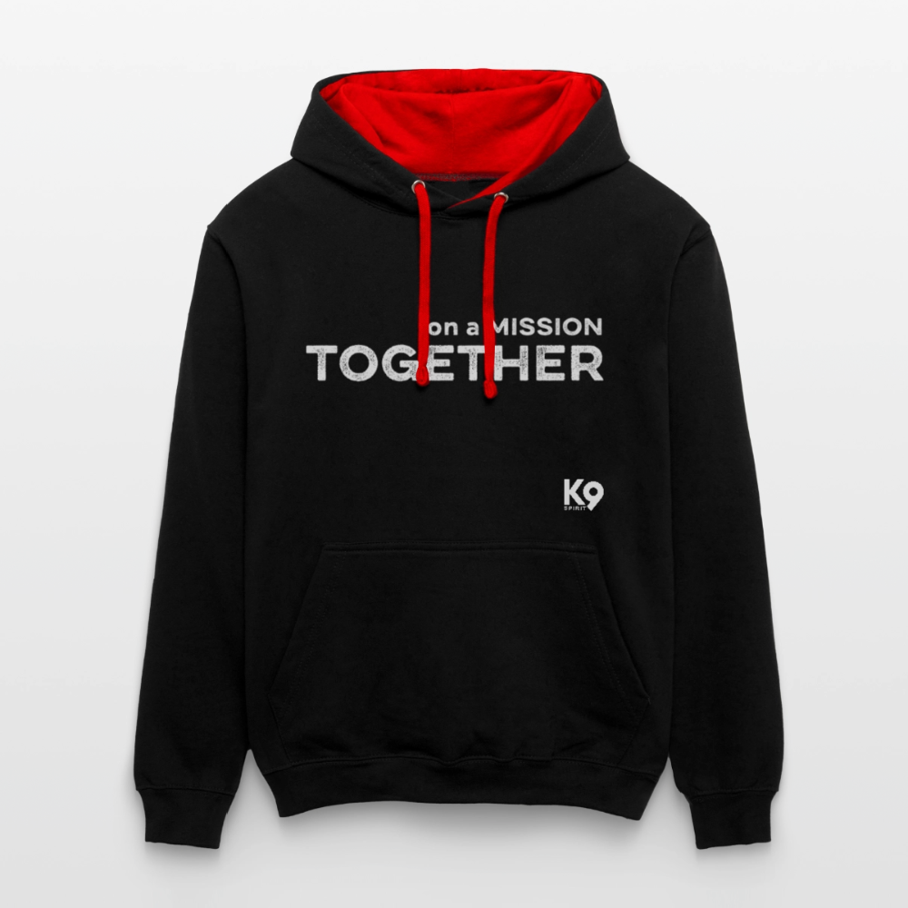 K9 Bicolor-Hoodie "on a MISSION TOGETHER" - Schwarz/Rot