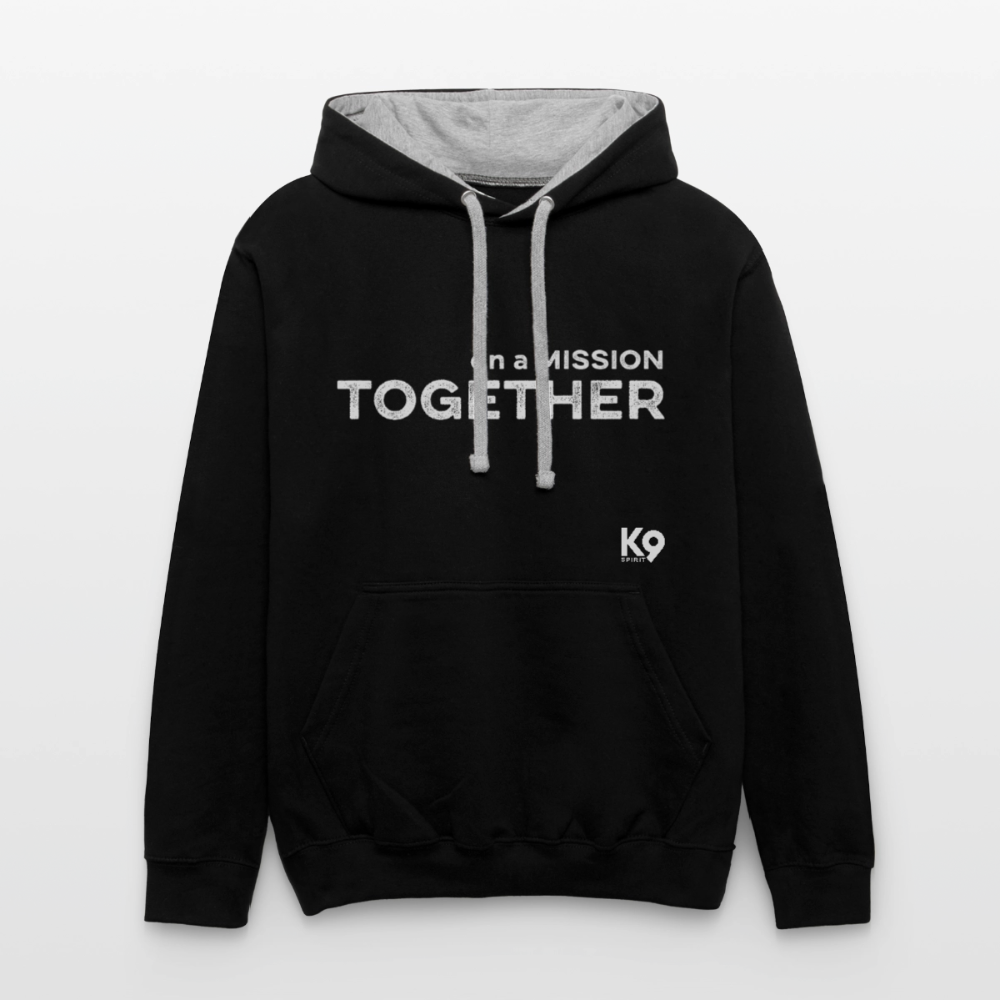 K9 Bicolor-Hoodie "on a MISSION TOGETHER" - Schwarz/Grau meliert