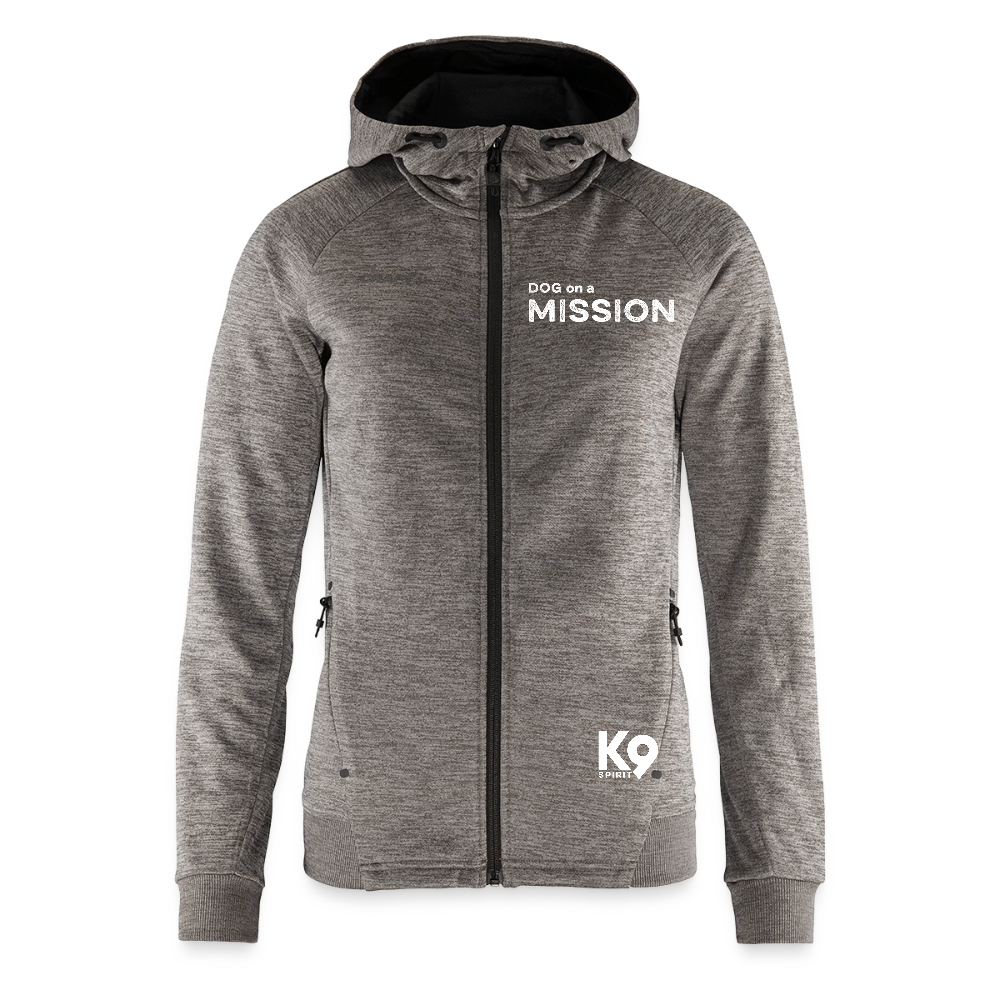 K9 Craft-Hoodyjacket "DOG on a MISSION" - Dunkelgrau meliert