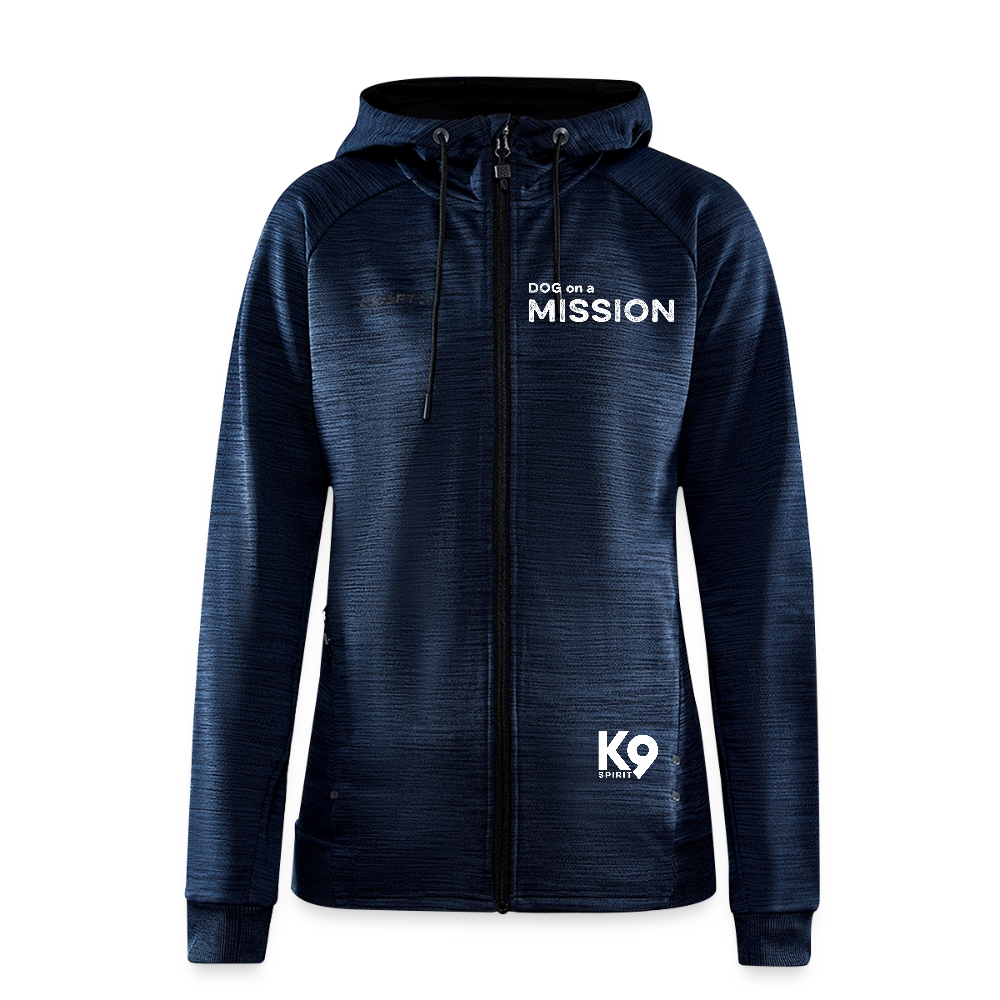K9 Craft-Hoodyjacket "DOG on a MISSION" - Navy meliert