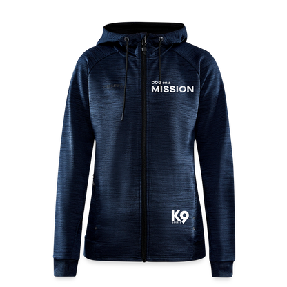 K9 Craft-Hoodyjacket "DOG on a MISSION" - Navy meliert