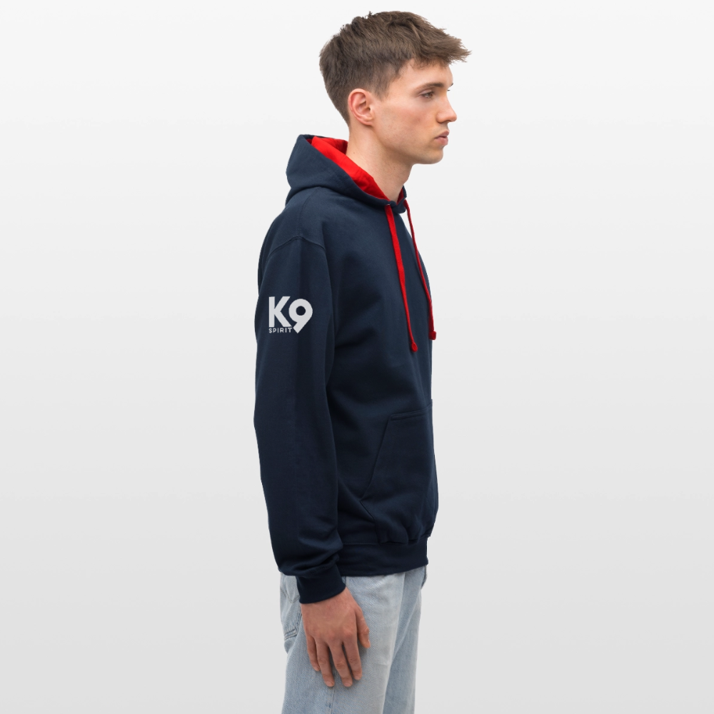 K9 Bicolor-Hoodie "DOG on a MISSION" - Navy/Rot