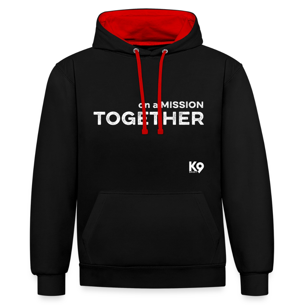 K9 Bicolor-Hoodie "on a MISSION TOGETHER" - Schwarz/Rot