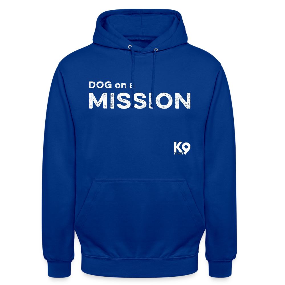 K9 Casual-Hoodie "DOG on a MISSION" - Royalblau
