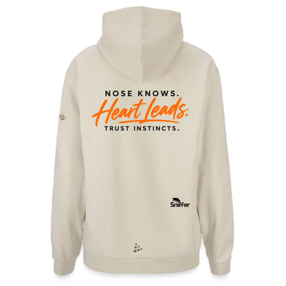 Sniffer DOGWALK Craft-Hoodie "NOSE KNOWS. HEART LEADS. TRUST INSTINCTS." UNISEX edition - Beige