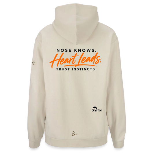 Sniffer DOGWALK Craft-Hoodie "NOSE KNOWS. HEART LEADS. TRUST INSTINCTS." UNISEX edition - Beige