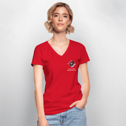 K9 PRO Premium-Shirt mit V-Ausschnitt "K9 PRO Vermisstensuche" WOMEN edition - Rot