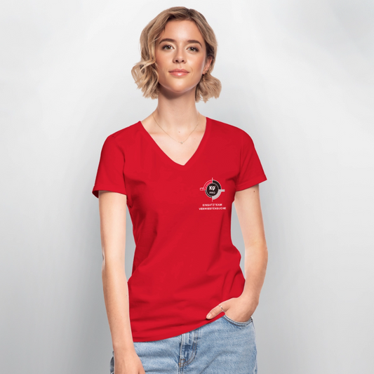 K9 PRO Premium-Shirt mit V-Ausschnitt "K9 PRO Vermisstensuche" WOMEN edition - Rot